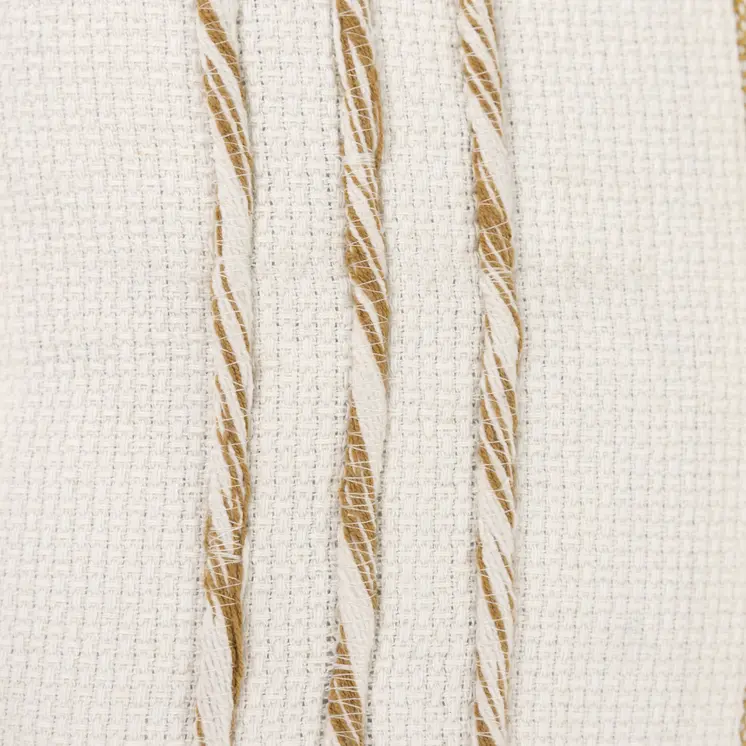 20" Yellow and White Color Block Cotton Throw Pillow With Tassels