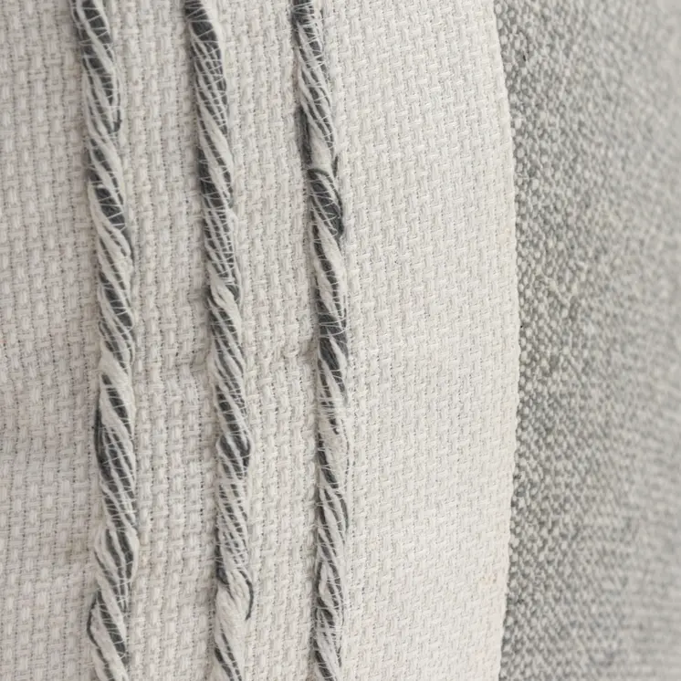 20" Gray and White Color Block Cotton Throw Pillow With Tassels