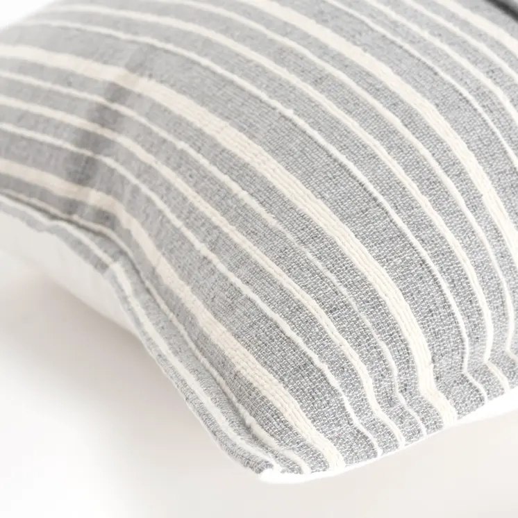 20" Gray And Ivory Cotton Throw Pillow
