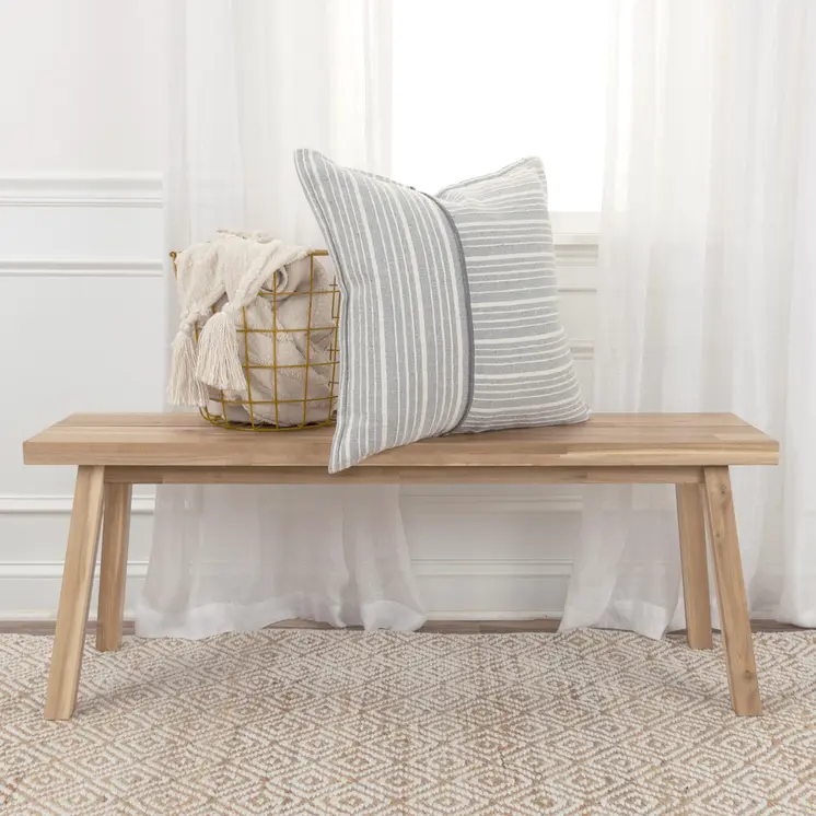 20" Gray And Ivory Cotton Throw Pillow