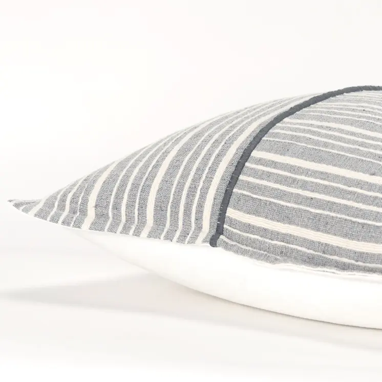 20" Gray And Ivory Cotton Throw Pillow