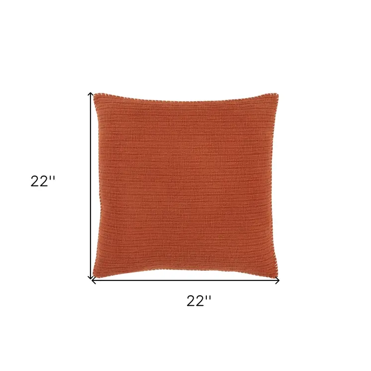 22" Orange Striped Cotton Throw Pillow