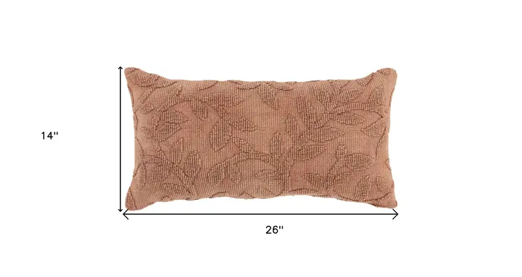 14" X 26" Terra Cotta Cotton Lumbar Throw Pillow With Texture