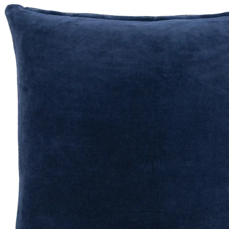 22" Blue Cotton Blend Throw Pillow