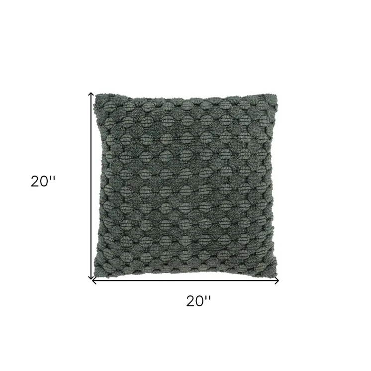20" Dark Green Cotton Throw Pillow with Texture