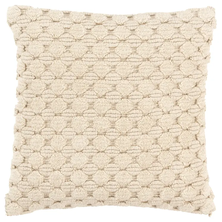 20" Ivory Cotton Throw Pillow With Texture