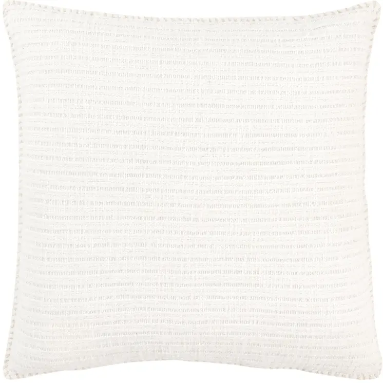 22" White Striped Cotton Throw Pillow