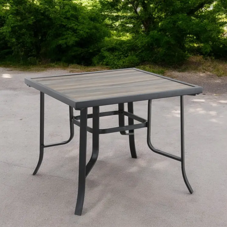 35" Brown Square Metal Outdoor Dining Table