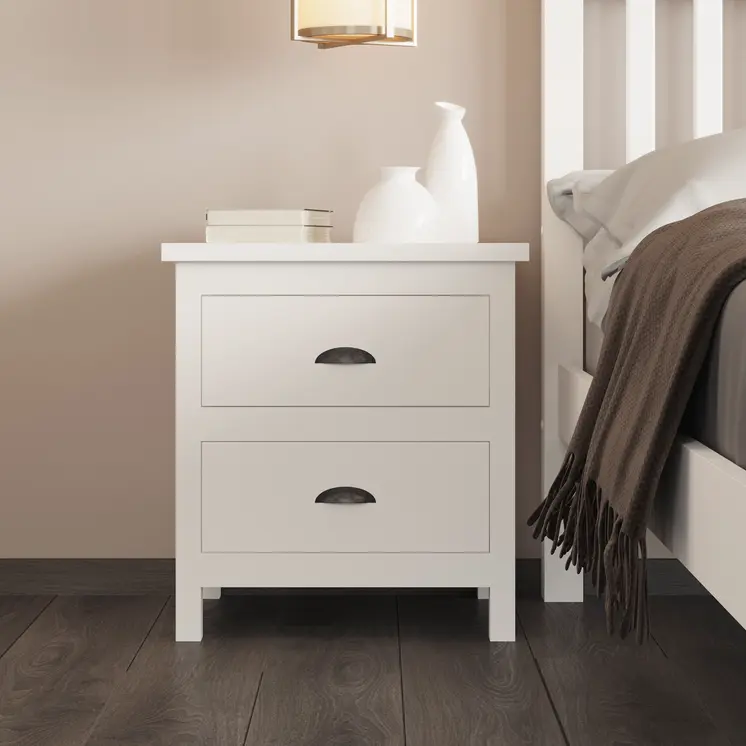 22" Solid Wood Two Drawer Nightstand