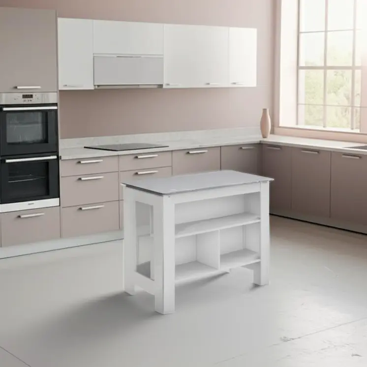 41" Dark Brown and White Wood Kitchen Island Set With Storage