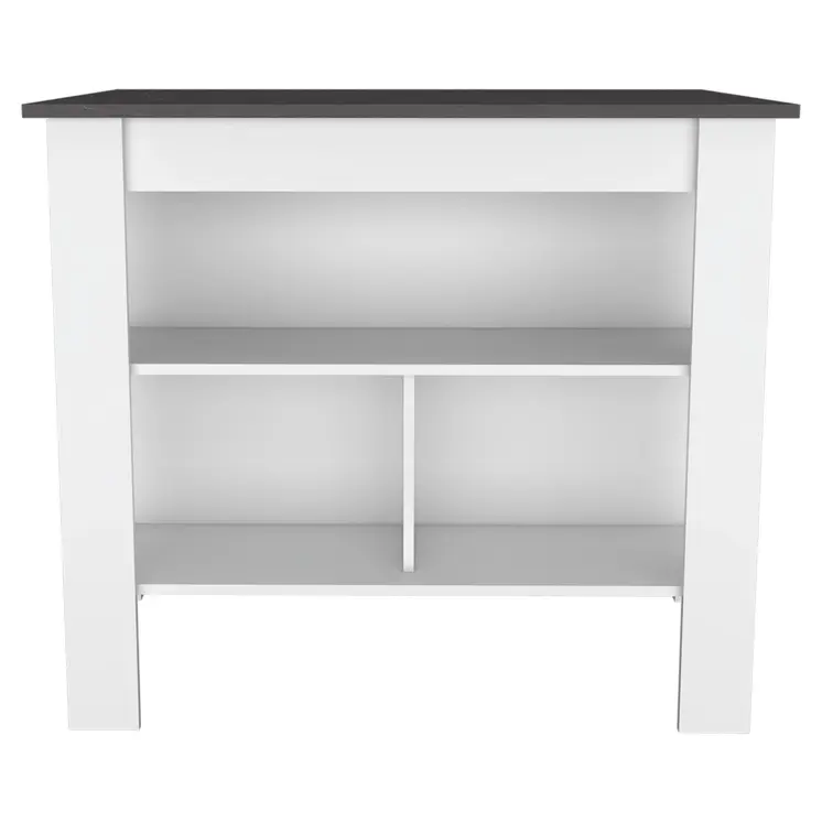 41" Dark Brown and White Wood Kitchen Island Set With Storage
