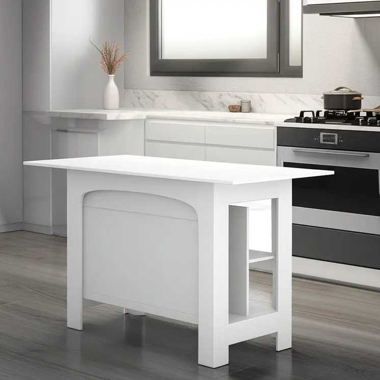 41" Dark Brown and White Wood Kitchen Island Set With Storage