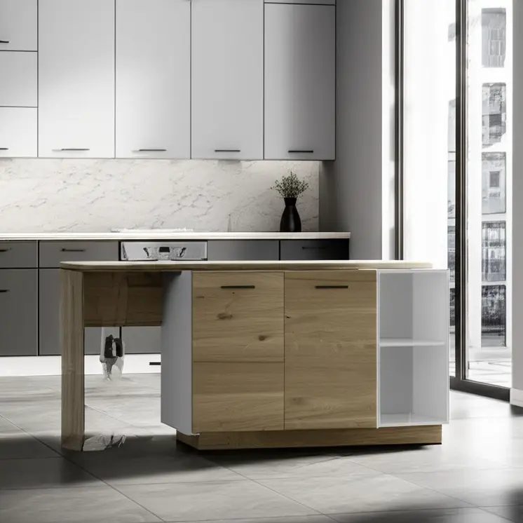 59" Natural White and Brown Wood Kitchen Island Set With Storage