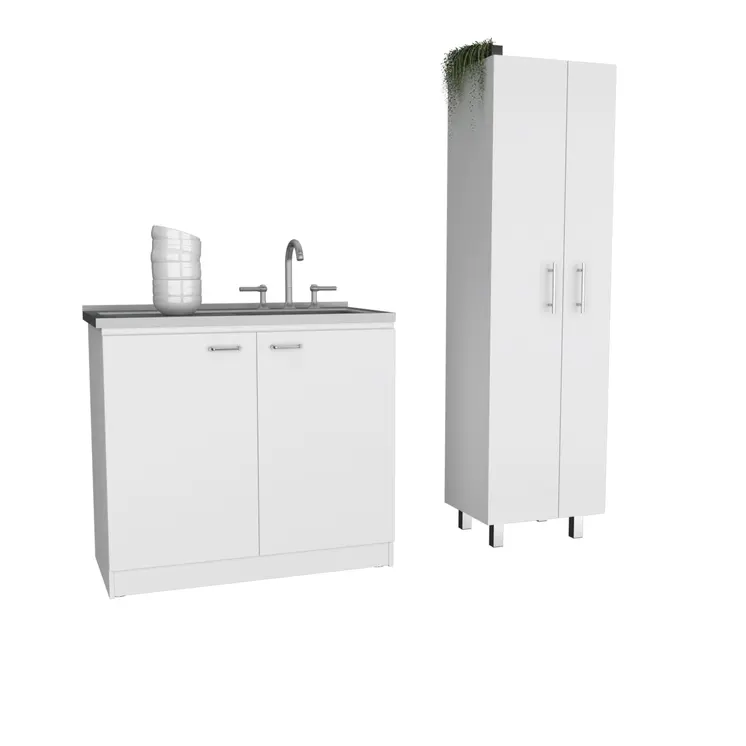 White 39" Kitchen Island Set