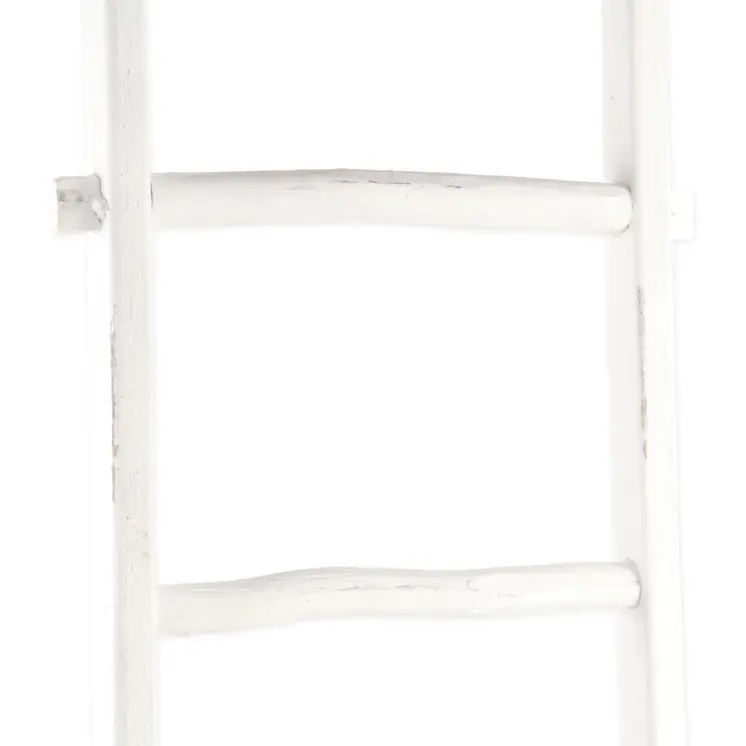 76" White Six Step Solid Wood Decorative Ladder