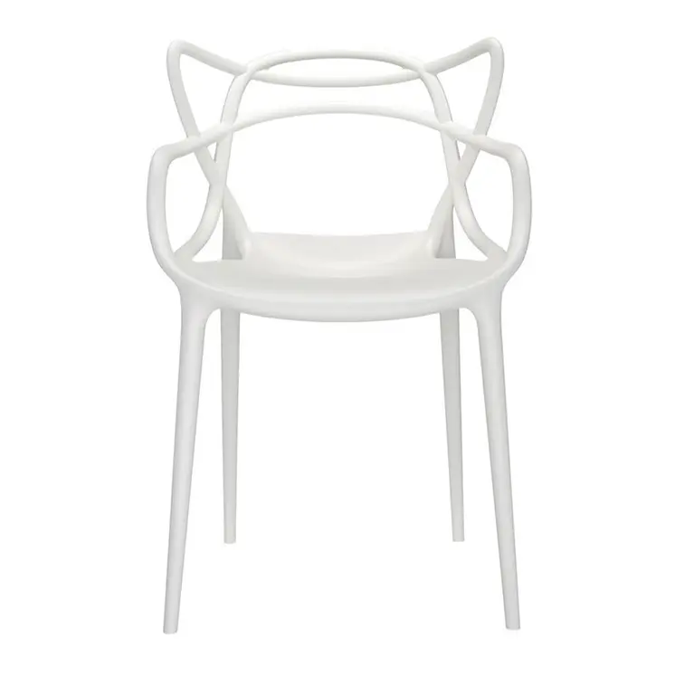 White Heavy Duty Plastic Open Back Dining Arm Chair