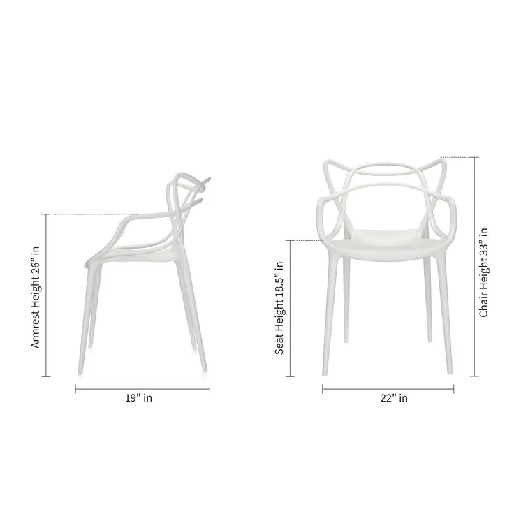 White Heavy Duty Plastic Open Back Dining Arm Chair
