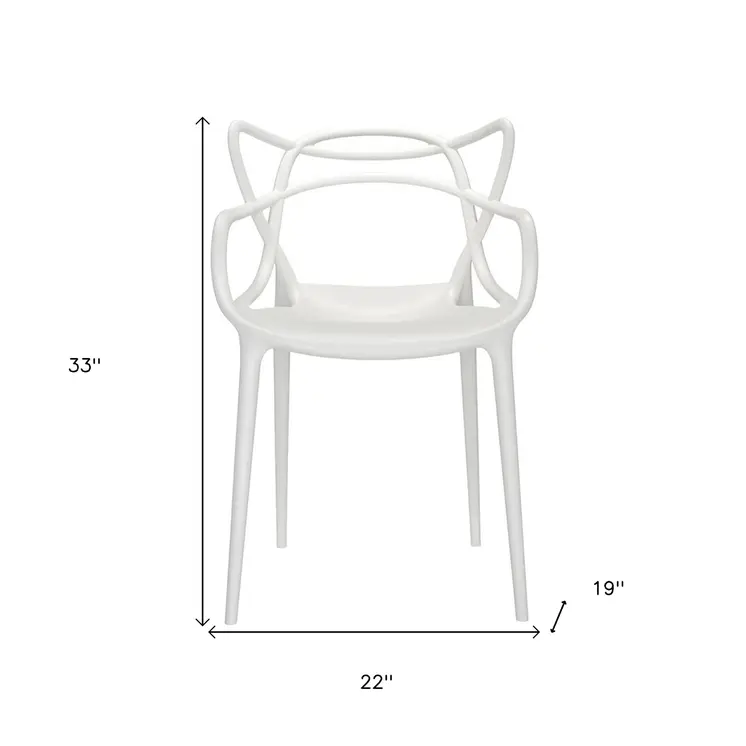 White Heavy Duty Plastic Open Back Dining Arm Chair