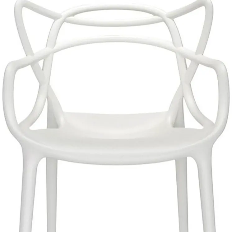 White Heavy Duty Plastic Open Back Dining Arm Chair