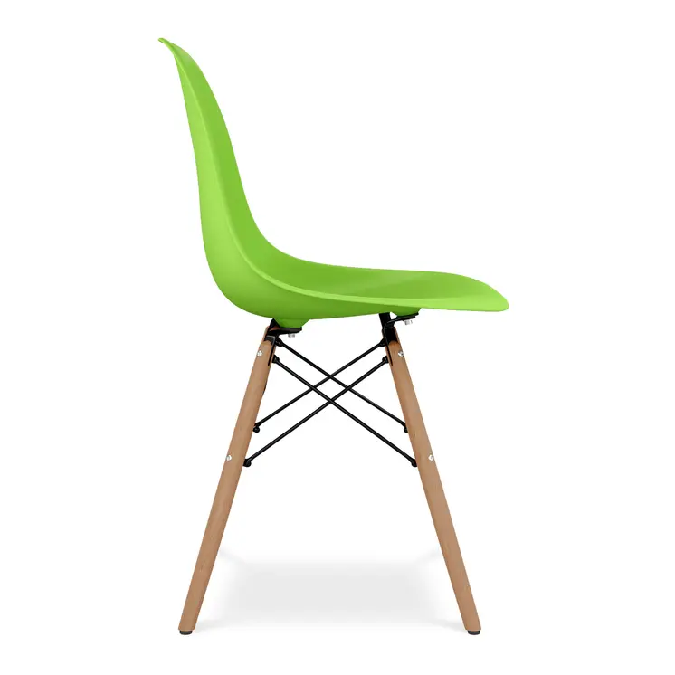 Green And Natural Heavy Duty Plastic And Wood Dining Side Chair
