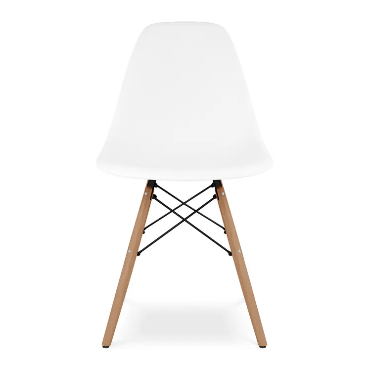 White And Natural Heavy Duty Plastic And Wood Dining Side Chair