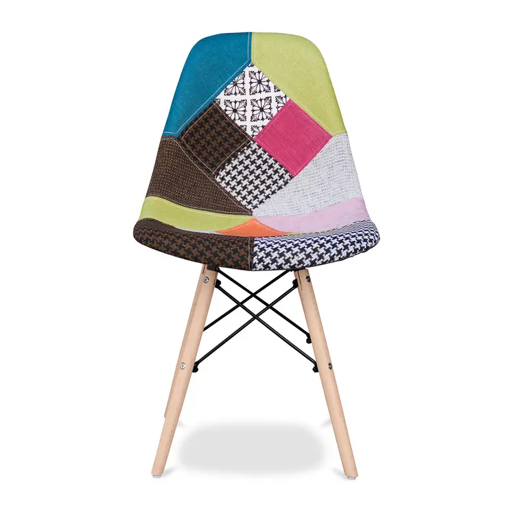 Pink and Natural Upholstered Fabric Dining Side Chair
