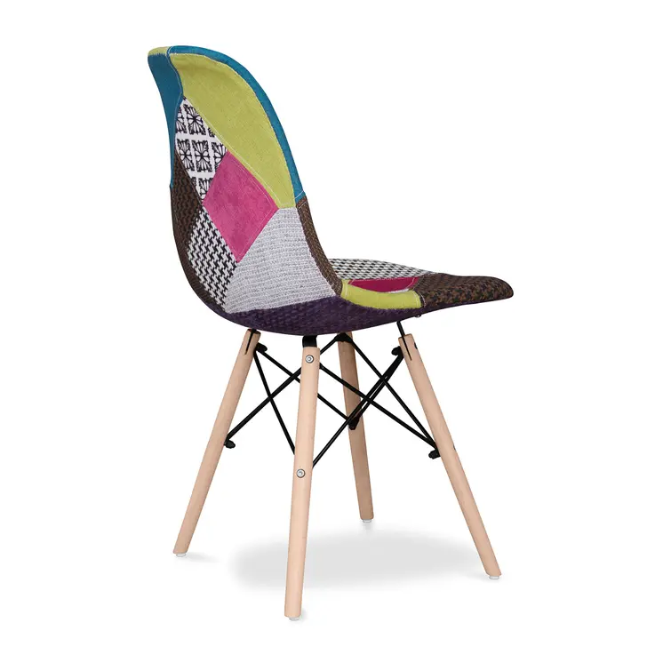 Pink and Natural Upholstered Fabric Dining Side Chair