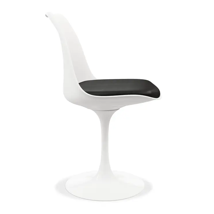 Black and White Upholstered Faux Leather Dining Side Chair