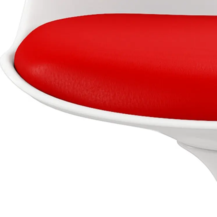 Red and White Upholstered Faux Leather Dining Side Chair