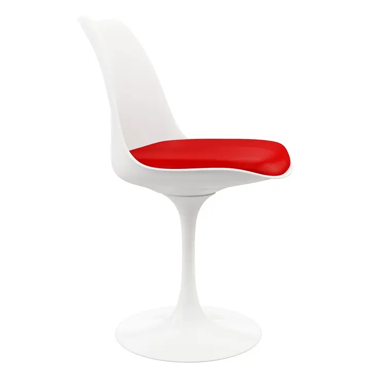 Red and White Upholstered Faux Leather Dining Side Chair