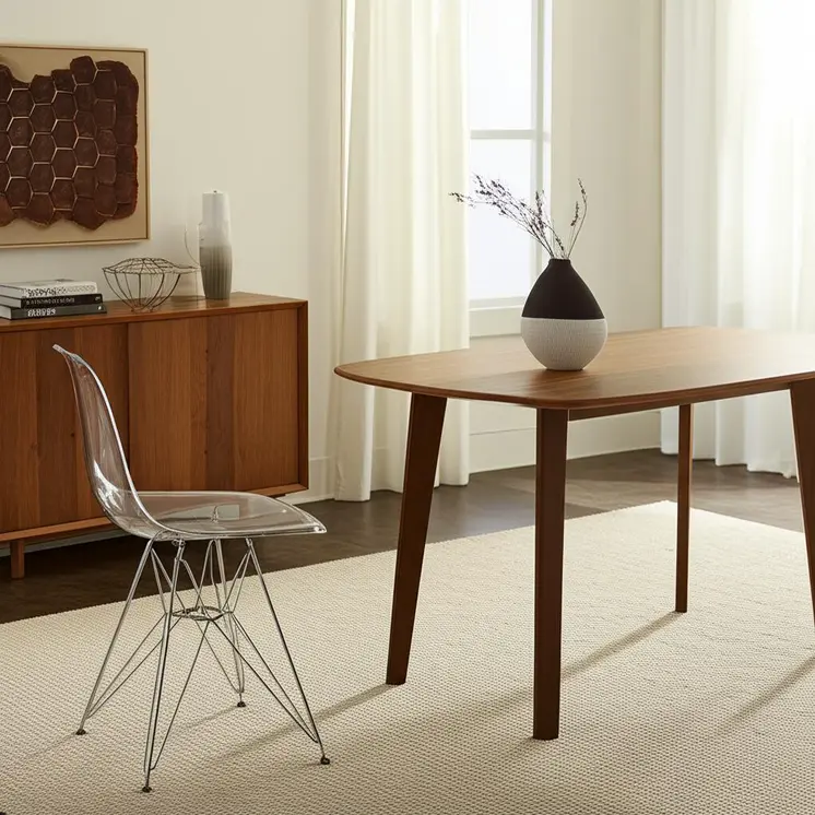 Clear and Silver Steel Dining Side Chair
