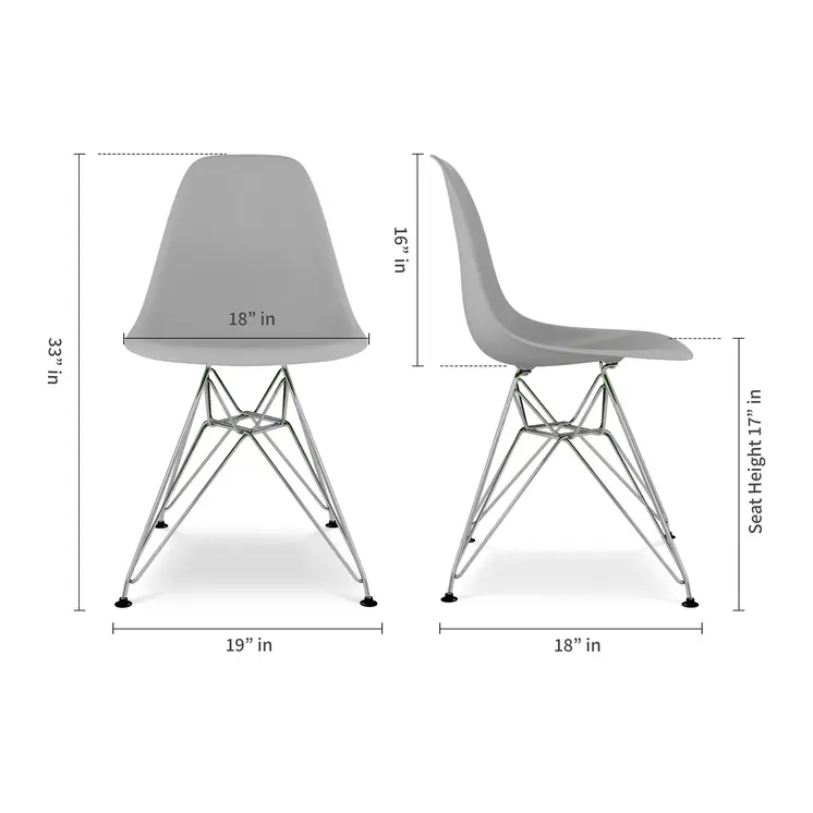 Gray and Silver Steel Dining Side Chair