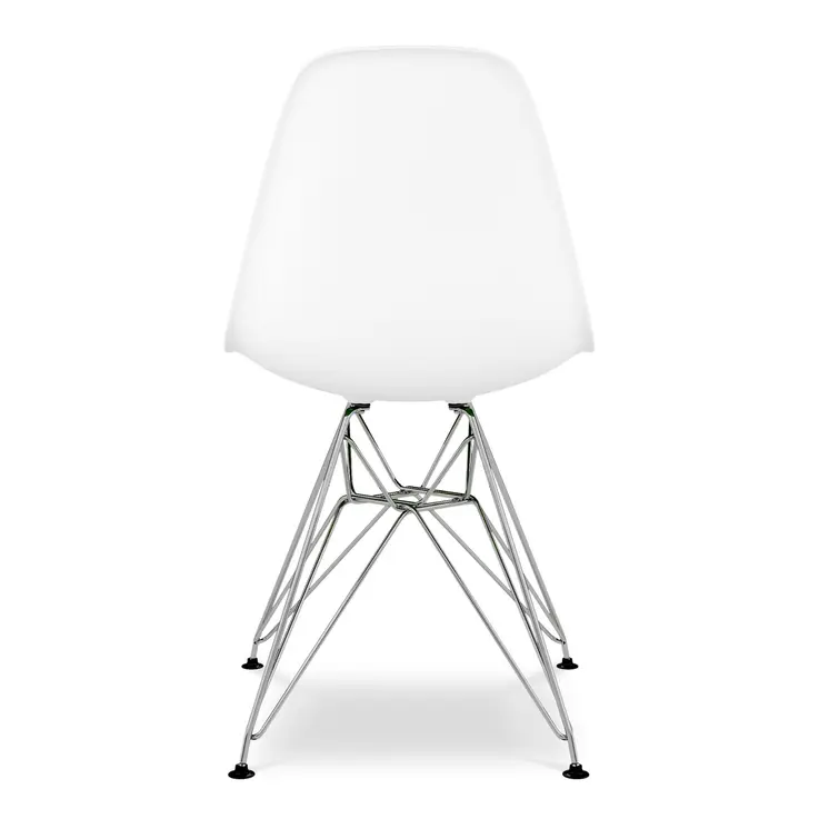 White and Silver Steel Dining Side Chair