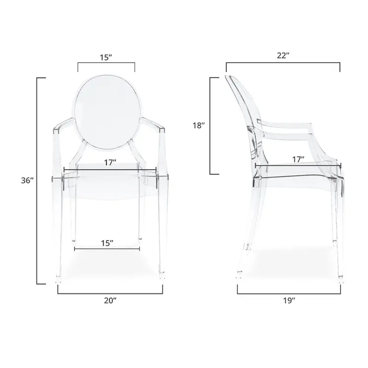 Clear Acrylic King Louis Back Dining Arm Chair