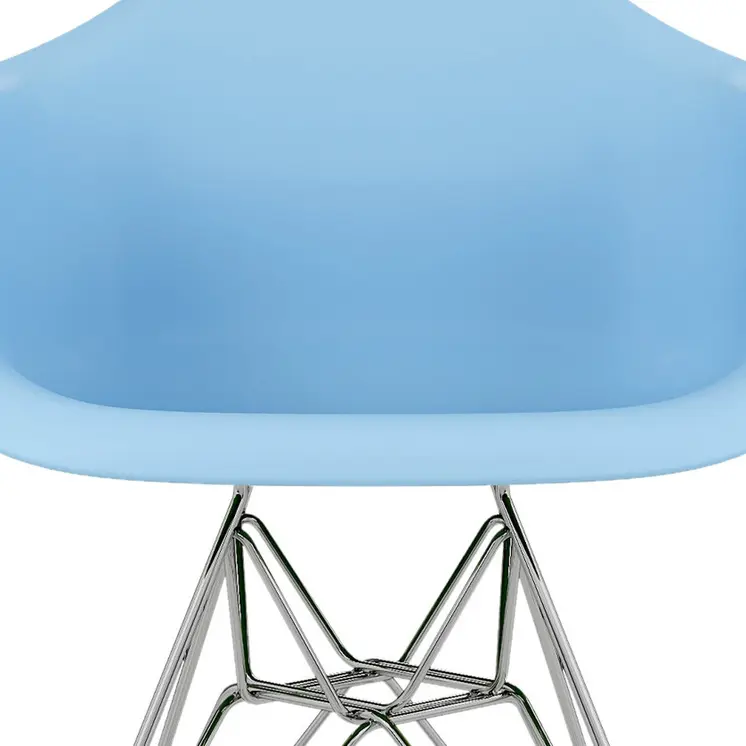Light Blue And Silver Heavy Duty Plastic Dining Arm Chair