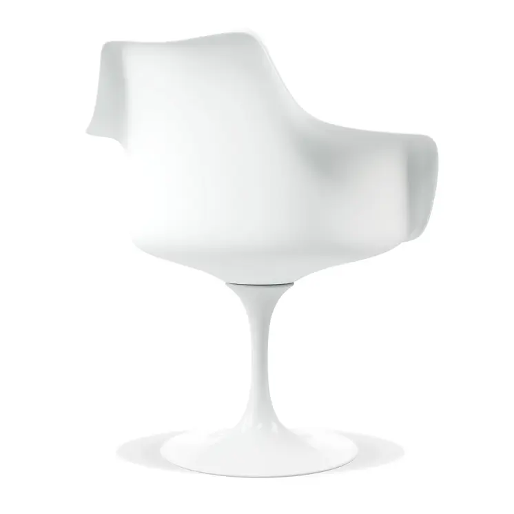 Red and White Upholstered Faux Leather Dining Arm Chair