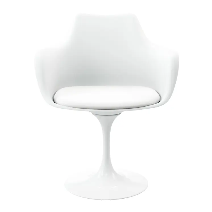 White Upholstered Faux Leather Dining Arm Chair