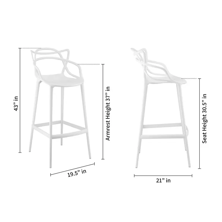 31" White Heavy Duty Plastic Bar Height Bar Chair