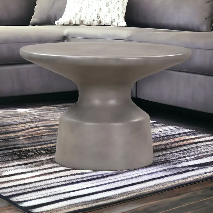 24" Gray Concrete Round Coffee Table