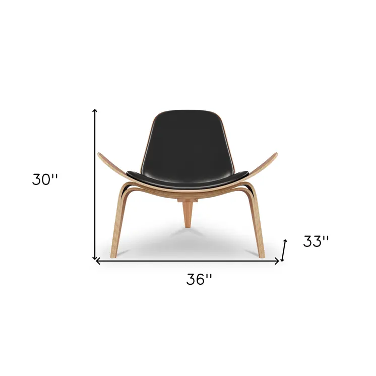 36" Black and Brown Genuine Leather Lounge Chair