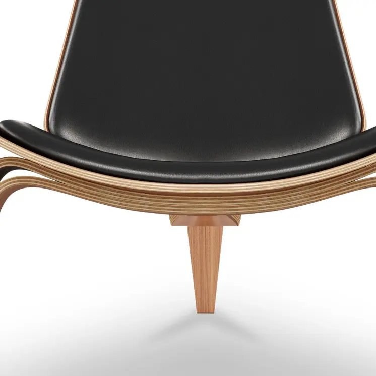 36" Black and Brown Genuine Leather Lounge Chair