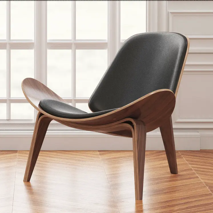 36" Black and Brown Faux Leather Lounge Chair