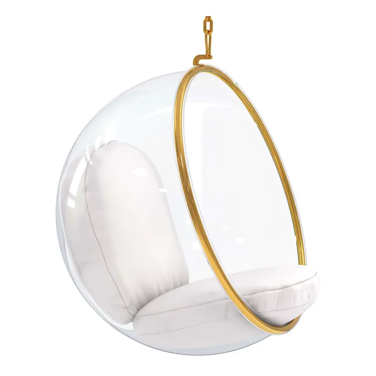 42" White Faux Leather Balloon Chair