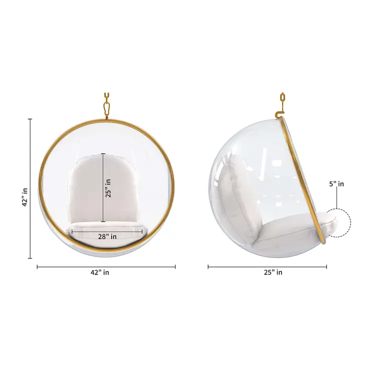 42" White Faux Leather Balloon Chair