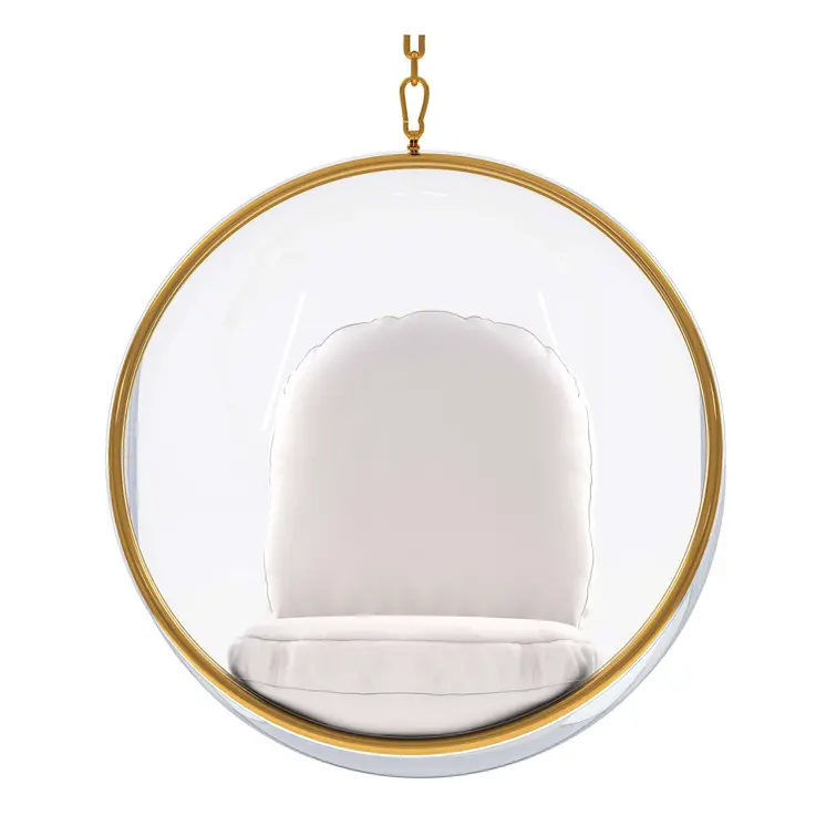 42" White Faux Leather Balloon Chair