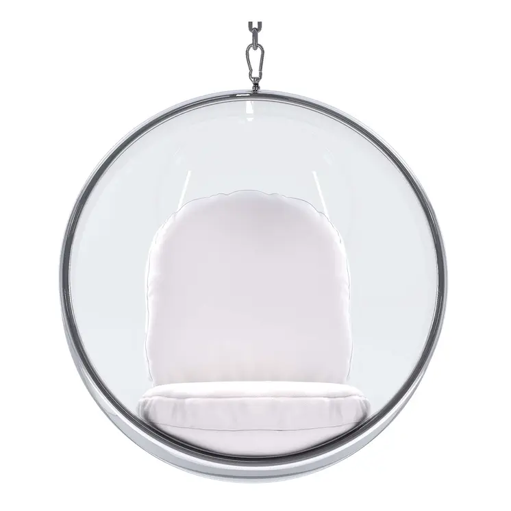 42" White Faux Leather Balloon Chair