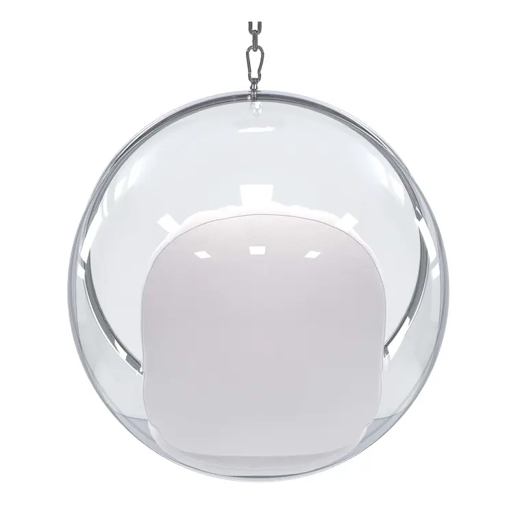 42" White Faux Leather Balloon Chair