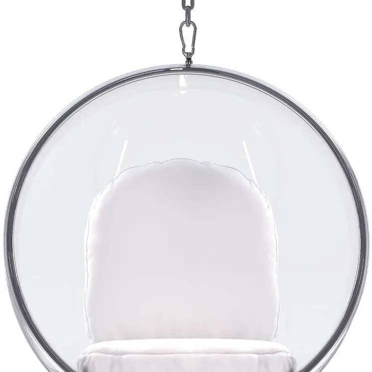 42" White Faux Leather Balloon Chair