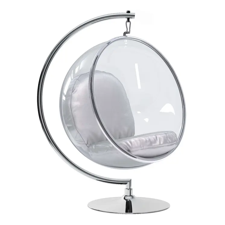 42" Silver Faux Leather Balloon Chair
