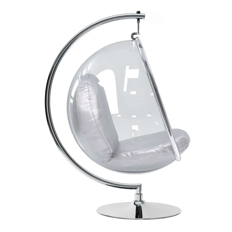 42" Silver Faux Leather Balloon Chair